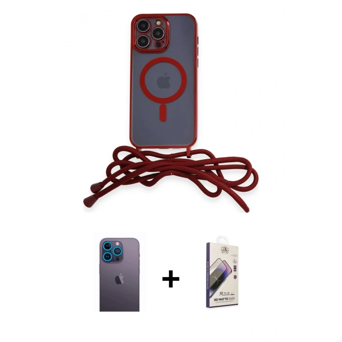MARSİLYAN™- iPhone 13 Pro Max Kılıf Eksen Özel Seri - Siyah Bilvis 3D Mat Cam Ekran Koruyucu + Neon Fosforlu Kamera Lens - MI