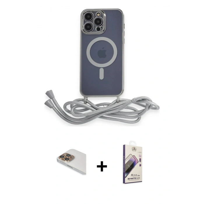 MARSİLYAN™- iPhone 13 Pro Max Kılıf Eksen Özel Seri - Siyah Bilvis 3D Mat Cam Ekran Koruyucu + Pers Alüminyum Kamera Lens - GD