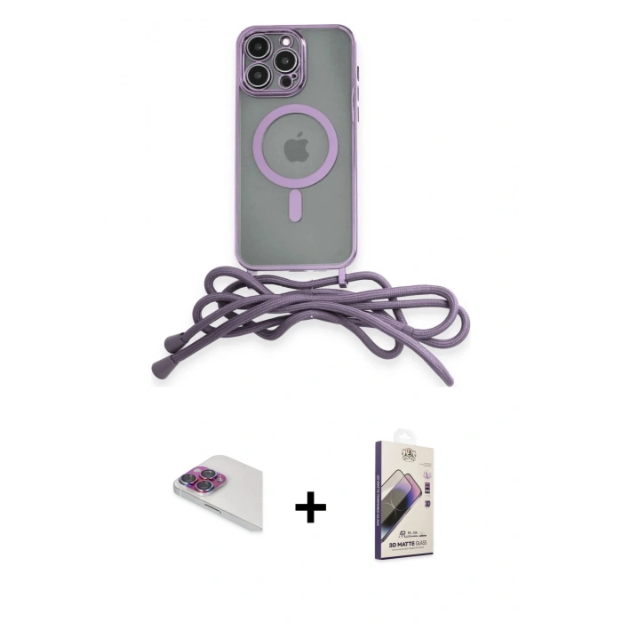 MARSİLYAN™- iPhone 13 Pro Max Kılıf Eksen Özel Seri - Siyah Bilvis 3D Mat Cam Ekran Koruyucu + Pers Alüminyum Kamera Lens - GI