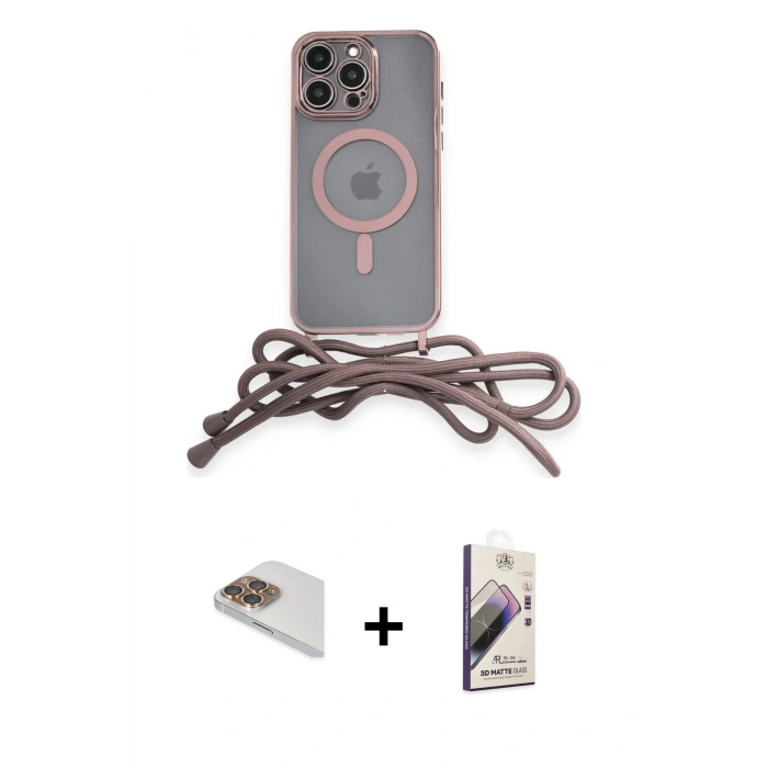 MARSİLYAN™- iPhone 13 Pro Max Kılıf Eksen Özel Seri - Siyah Bilvis 3D Mat Cam Ekran Koruyucu + Pers Alüminyum Kamera Lens - GD
