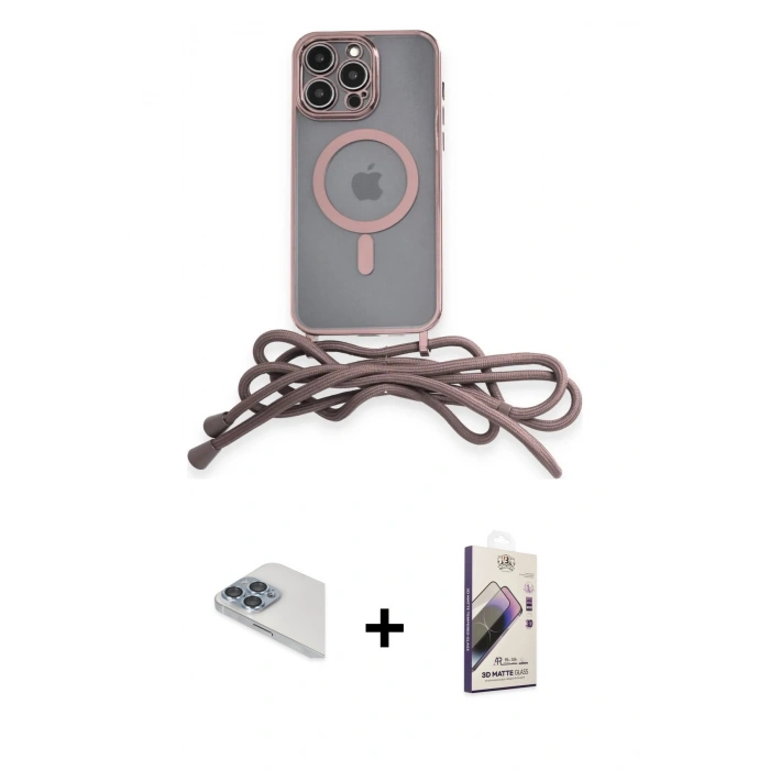 MARSİLYAN™- iPhone 13 Pro Max Kılıf Eksen Özel Seri - Siyah Bilvis 3D Mat Cam Ekran Koruyucu + Pers Alüminyum Kamera Lens - SABE