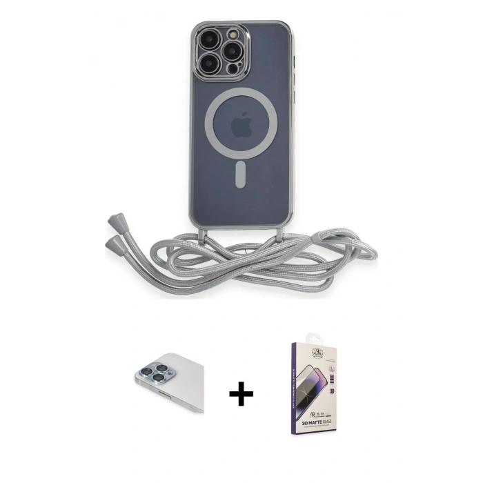 MARSİLYAN™- iPhone 13 Pro Max Kılıf Eksen Özel Seri - Siyah Bilvis 3D Mat Cam Ekran Koruyucu + Pers Alüminyum Kamera Lens - SABE