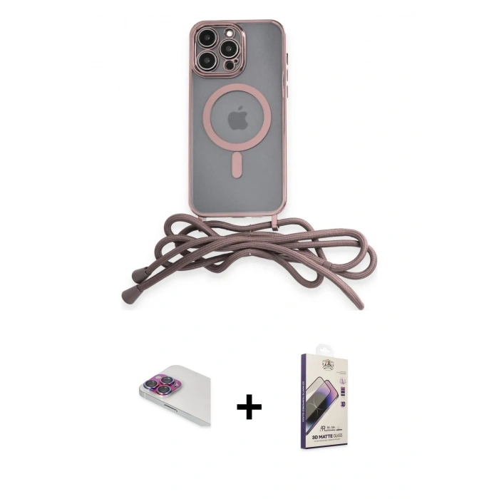 MARSİLYAN™- iPhone 13 Pro Max Kılıf Eksen Özel Seri - Siyah Bilvis 3D Mat Cam Ekran Koruyucu + Pers Alüminyum Kamera Lens - GI