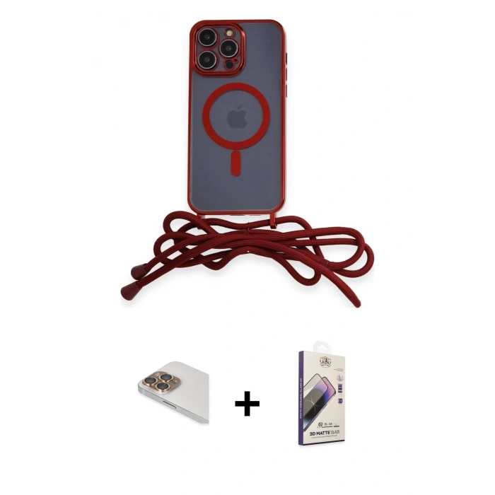 MARSİLYAN™- iPhone 13 Pro Max Kılıf Eksen Özel Seri - Siyah Bilvis 3D Mat Cam Ekran Koruyucu + Pers Alüminyum Kamera Lens - GD