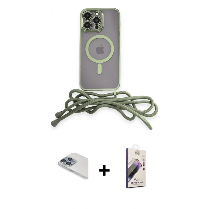 MARSİLYAN™- iPhone 13 Pro Max Kılıf Eksen Özel Seri - Siyah Bilvis 3D Mat Cam Ekran Koruyucu + Pers Alüminyum Kamera Lens - SABE