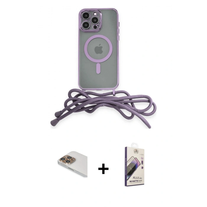 MARSİLYAN™- iPhone 13 Pro Max Kılıf Eksen Özel Seri - Siyah Bilvis 3D Mat Cam Ekran Koruyucu + Pers Alüminyum Kamera Lens - GD