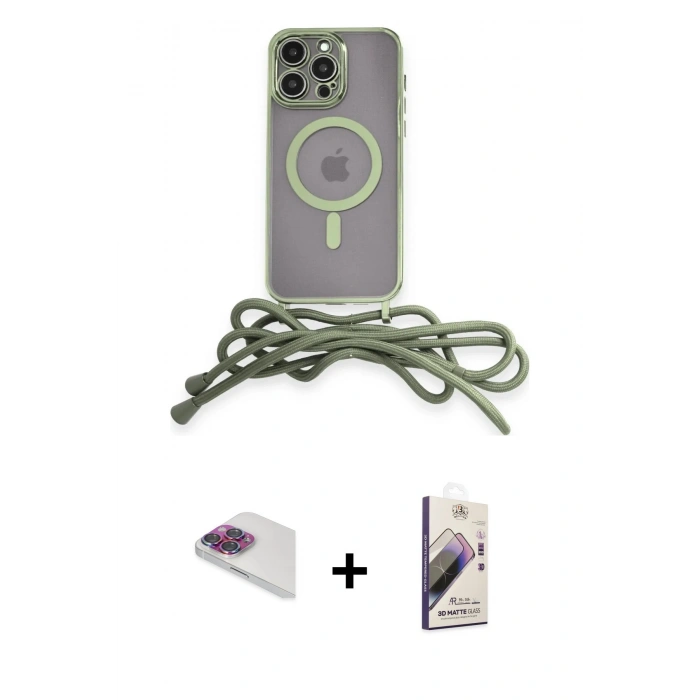 MARSİLYAN™- iPhone 13 Pro Max Kılıf Eksen Özel Seri - Siyah Bilvis 3D Mat Cam Ekran Koruyucu + Pers Alüminyum Kamera Lens - GI