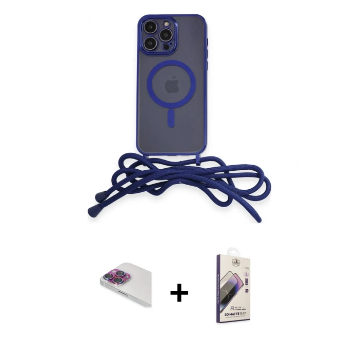 MARSİLYAN™- iPhone 13 Pro Max Kılıf Eksen Özel Seri - Siyah Bilvis 3D Mat Cam Ekran Koruyucu + Pers Alüminyum Kamera Lens - GI