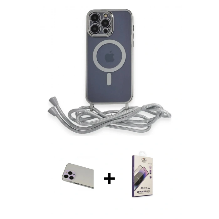 MARSİLYAN™- iPhone 13 Pro Max Kılıf Eksen Özel Seri - Siyah Bilvis 3D Mat Cam Ekran Koruyucu + Rainbow Kamera Lens Koruma Cam - MR
