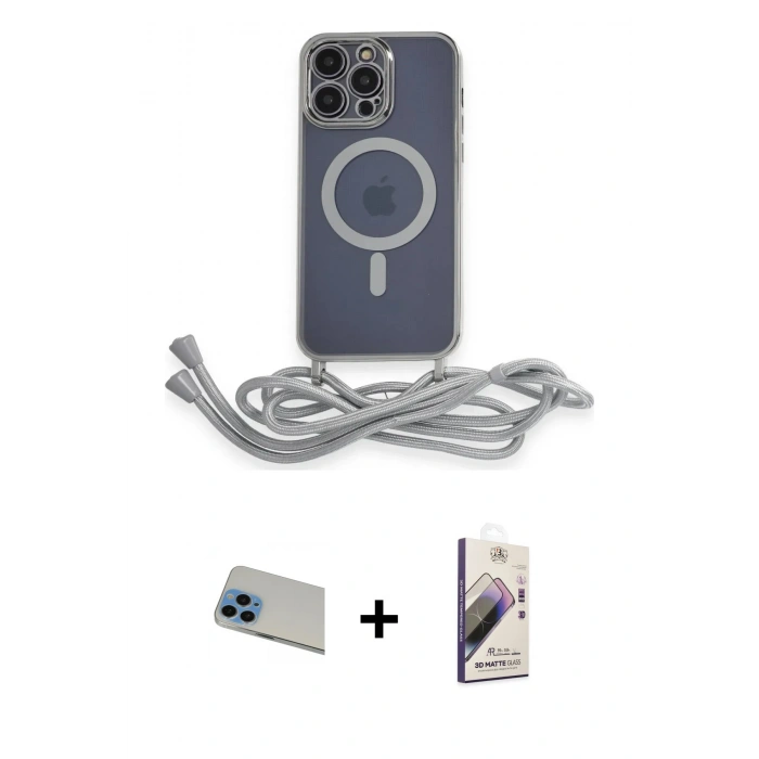MARSİLYAN™- iPhone 13 Pro Max Kılıf Eksen Özel Seri - Siyah Bilvis 3D Mat Cam Ekran Koruyucu + Rainbow Kamera Lens Koruma Cam - MI