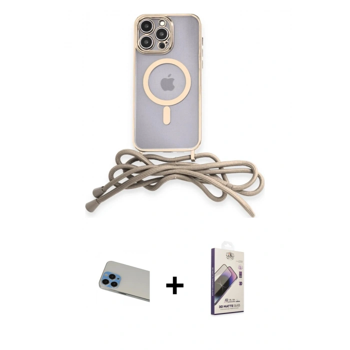 MARSİLYAN™- iPhone 13 Pro Max Kılıf Eksen Özel Seri - Siyah Bilvis 3D Mat Cam Ekran Koruyucu + Rainbow Kamera Lens Koruma Cam - MI
