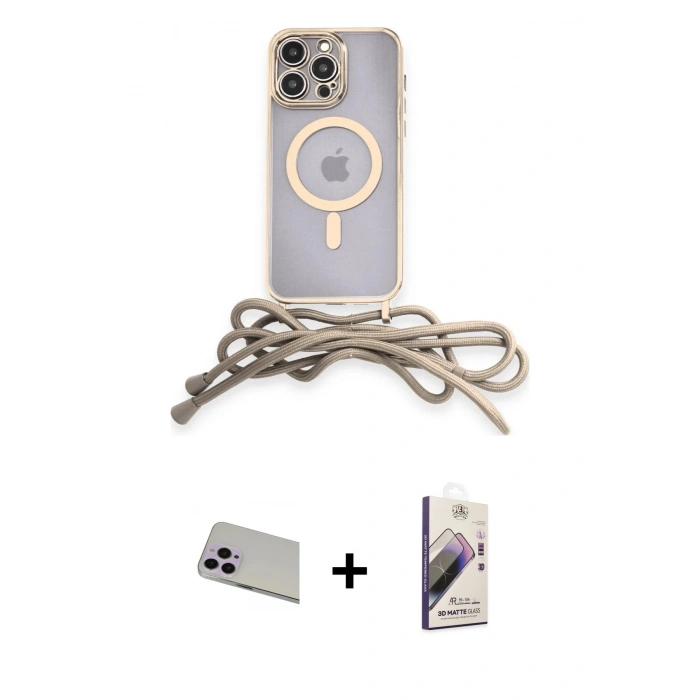 MARSİLYAN™- iPhone 13 Pro Max Kılıf Eksen Özel Seri - Siyah Bilvis 3D Mat Cam Ekran Koruyucu + Rainbow Kamera Lens Koruma Cam - MR