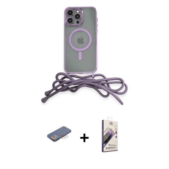 MARSİLYAN™- iPhone 13 Pro Max Kılıf Eksen Özel Seri - Siyah Bilvis 3D Mat Cam Ekran Koruyucu + Renkli Kamera Lens Koruma Cam - MI