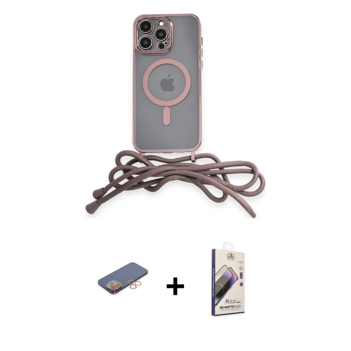 MARSİLYAN™- iPhone 13 Pro Max Kılıf Eksen Özel Seri - Siyah Bilvis 3D Mat Cam Ekran Koruyucu + Renkli Kamera Lens Koruma Cam - TU