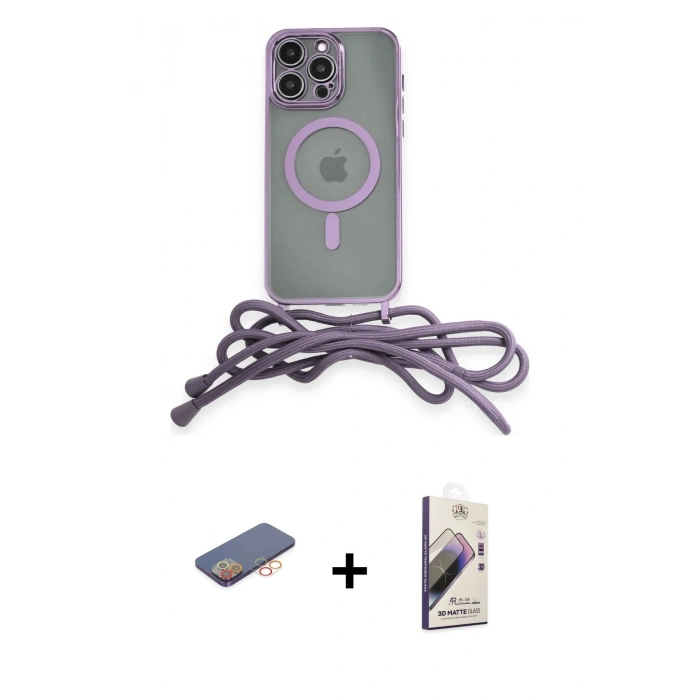 MARSİLYAN™- iPhone 13 Pro Max Kılıf Eksen Özel Seri - Siyah Bilvis 3D Mat Cam Ekran Koruyucu + Renkli Kamera Lens Koruma Cam - TU