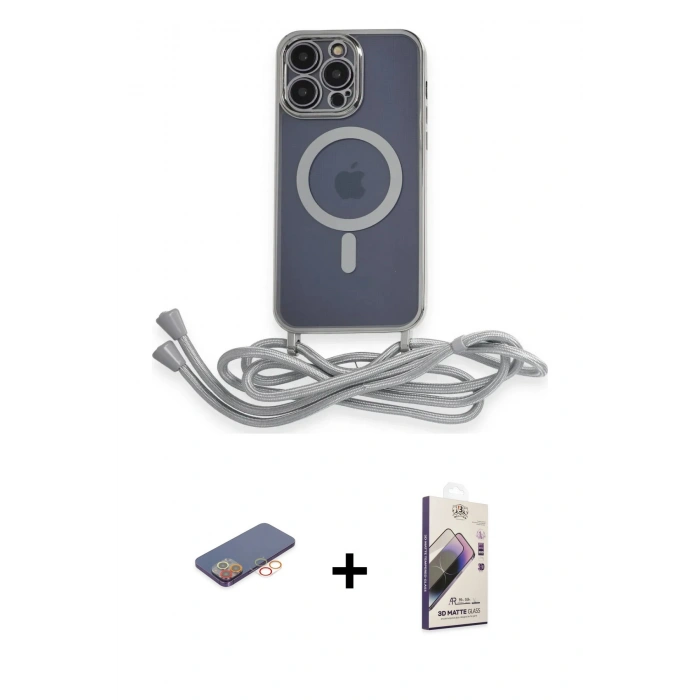 MARSİLYAN™- iPhone 13 Pro Max Kılıf Eksen Özel Seri - Siyah Bilvis 3D Mat Cam Ekran Koruyucu + Renkli Kamera Lens Koruma Cam - TU