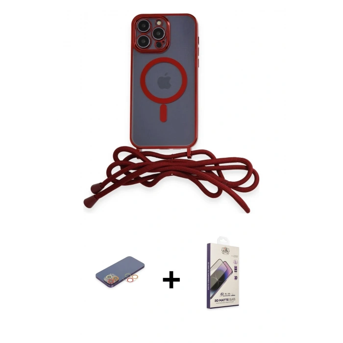 MARSİLYAN™- iPhone 13 Pro Max Kılıf Eksen Özel Seri - Siyah Bilvis 3D Mat Cam Ekran Koruyucu + Renkli Kamera Lens Koruma Cam - TU