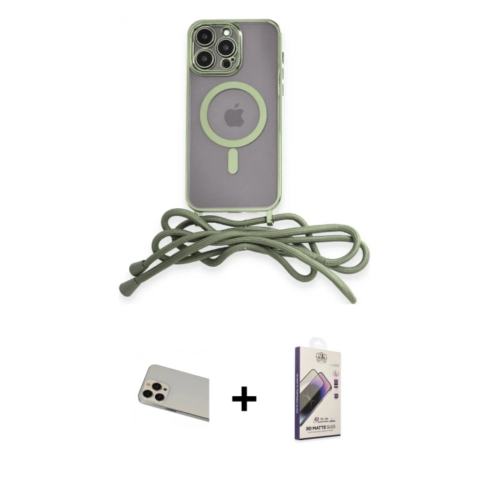 MARSİLYAN™- iPhone 13 Pro Max Kılıf Eksen Özel Seri - Siyah Bilvis 3D Mat Cam Ekran Koruyucu + Rainbow Kamera Lens Koruma Cam - REGD
