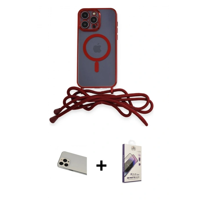MARSİLYAN™- iPhone 13 Pro Max Kılıf Eksen Özel Seri - Siyah Bilvis 3D Mat Cam Ekran Koruyucu + Rainbow Kamera Lens Koruma Cam - REGD