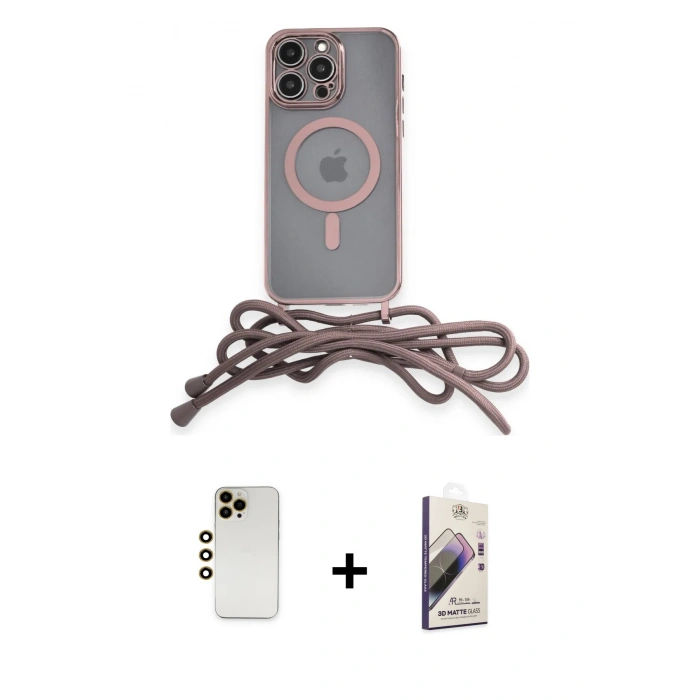MARSİLYAN™- iPhone 13 Pro Max Kılıf Eksen Özel Seri - Siyah Bilvis 3D Mat Cam Ekran Koruyucu + Shine Kamera Lens - GD