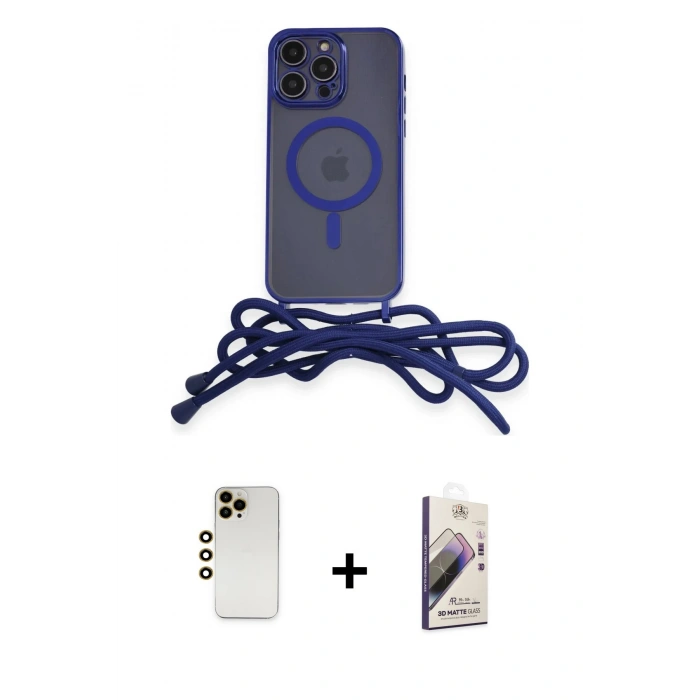 MARSİLYAN™- iPhone 13 Pro Max Kılıf Eksen Özel Seri - Siyah Bilvis 3D Mat Cam Ekran Koruyucu + Shine Kamera Lens - GD