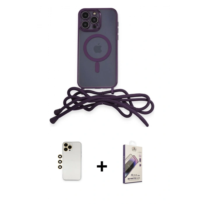 MARSİLYAN™- iPhone 13 Pro Max Kılıf Eksen Özel Seri - Siyah Bilvis 3D Mat Cam Ekran Koruyucu + Shine Kamera Lens - GD