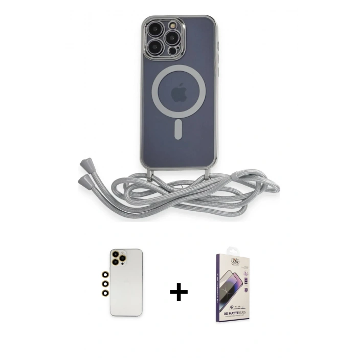 MARSİLYAN™- iPhone 13 Pro Max Kılıf Eksen Özel Seri - Siyah Bilvis 3D Mat Cam Ekran Koruyucu + Shine Kamera Lens - GD