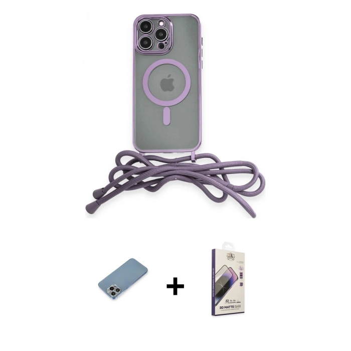 MARSİLYAN™- iPhone 13 Pro Max Kılıf Eksen Özel Seri - Siyah Bilvis 3D Mat Cam Ekran Koruyucu + Shine Kamera Lens Koruma Cam - GI