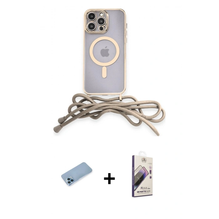 MARSİLYAN™- iPhone 13 Pro Max Kılıf Eksen Özel Seri - Siyah Bilvis 3D Mat Cam Ekran Koruyucu + Shine Kamera Lens Koruma Cam - MI