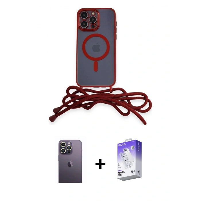 MARSİLYAN™- iPhone 13 Pro Max Kılıf Eksen Özel Seri - Siyah Bilvis 5in1 3D Magic Cam Ekran Koruyucu + Neon Fosforlu Kamera Lens - BZ
