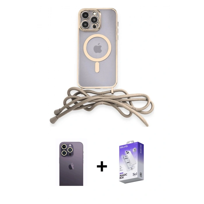 MARSİLYAN™- iPhone 13 Pro Max Kılıf Eksen Özel Seri - Siyah Bilvis 5in1 3D Magic Cam Ekran Koruyucu + Neon Fosforlu Kamera Lens - BZ