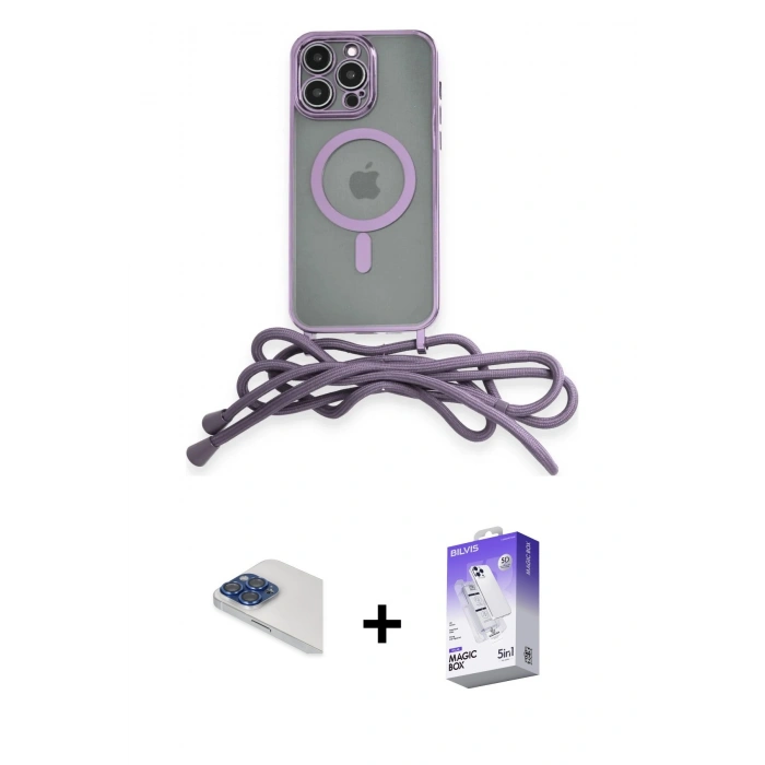 MARSİLYAN™- iPhone 13 Pro Max Kılıf Eksen Özel Seri - Siyah Bilvis 5in1 3D Magic Cam Ekran Koruyucu + Pers Alüminyum Kamera Lens - LT