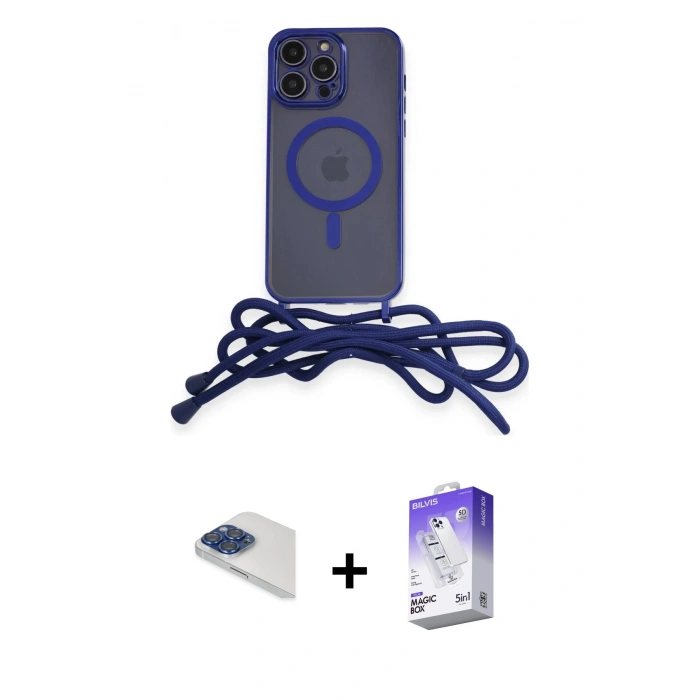 MARSİLYAN™- iPhone 13 Pro Max Kılıf Eksen Özel Seri - Siyah Bilvis 5in1 3D Magic Cam Ekran Koruyucu + Pers Alüminyum Kamera Lens - LT