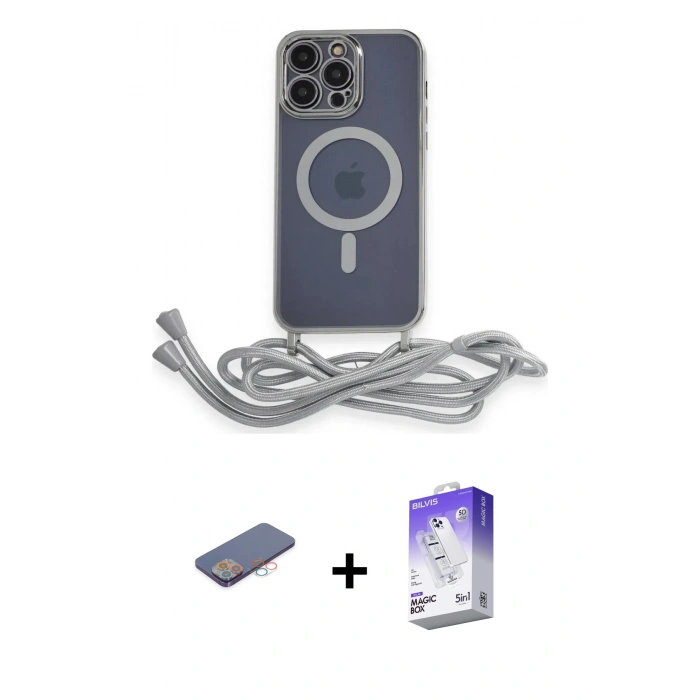 MARSİLYAN™- iPhone 13 Pro Max Kılıf Eksen Özel Seri - Siyah Bilvis 5in1 3D Magic Cam Ekran Koruyucu + Pembe Renkli Kamera Lens Koruma Cam