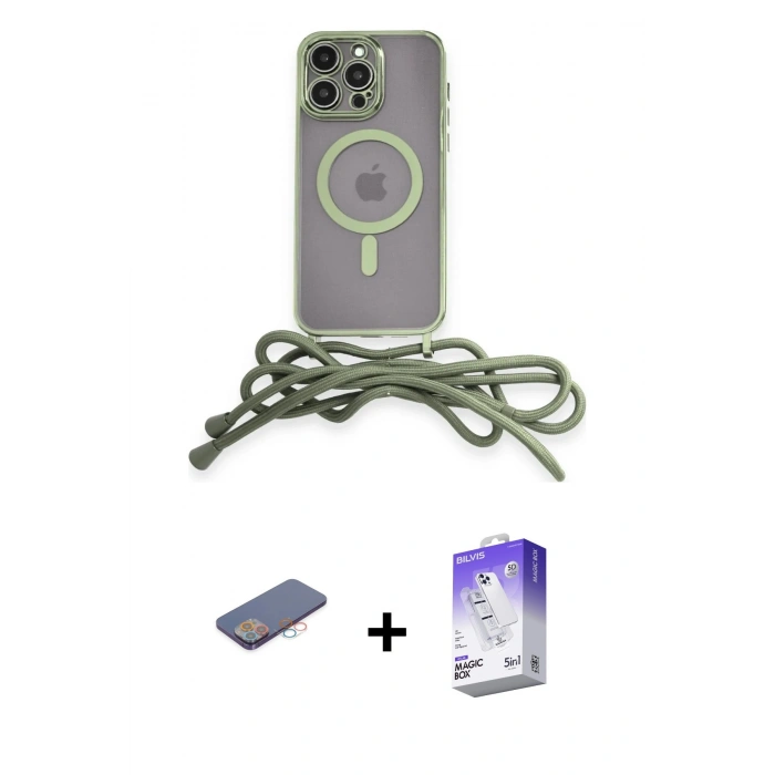 MARSİLYAN™- iPhone 13 Pro Max Kılıf Eksen Özel Seri - Siyah Bilvis 5in1 3D Magic Cam Ekran Koruyucu + Pembe Renkli Kamera Lens Koruma Cam