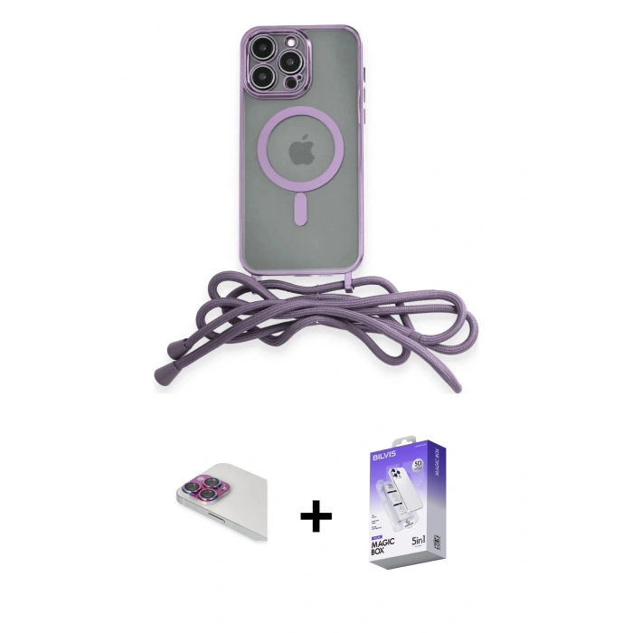 MARSİLYAN™- iPhone 13 Pro Max Kılıf Eksen Özel Seri - Siyah Bilvis 5in1 3D Magic Cam Ekran Koruyucu + Pers Alüminyum Kamera Lens - GI