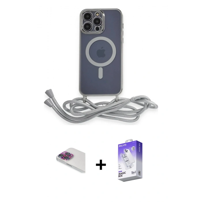MARSİLYAN™- iPhone 13 Pro Max Kılıf Eksen Özel Seri - Siyah Bilvis 5in1 3D Magic Cam Ekran Koruyucu + Pers Alüminyum Kamera Lens - GI