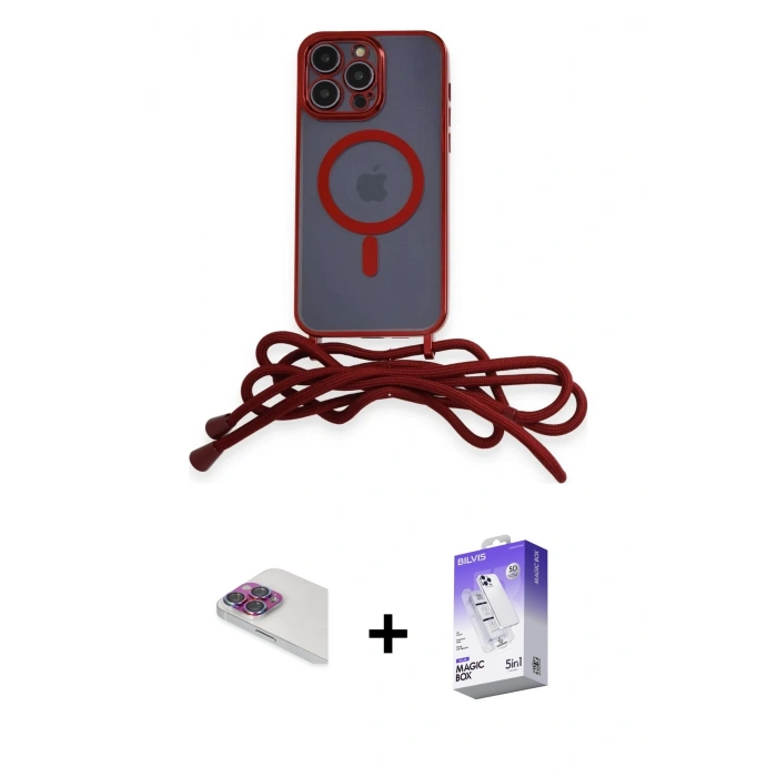 MARSİLYAN™- iPhone 13 Pro Max Kılıf Eksen Özel Seri - Siyah Bilvis 5in1 3D Magic Cam Ekran Koruyucu + Pers Alüminyum Kamera Lens - GI