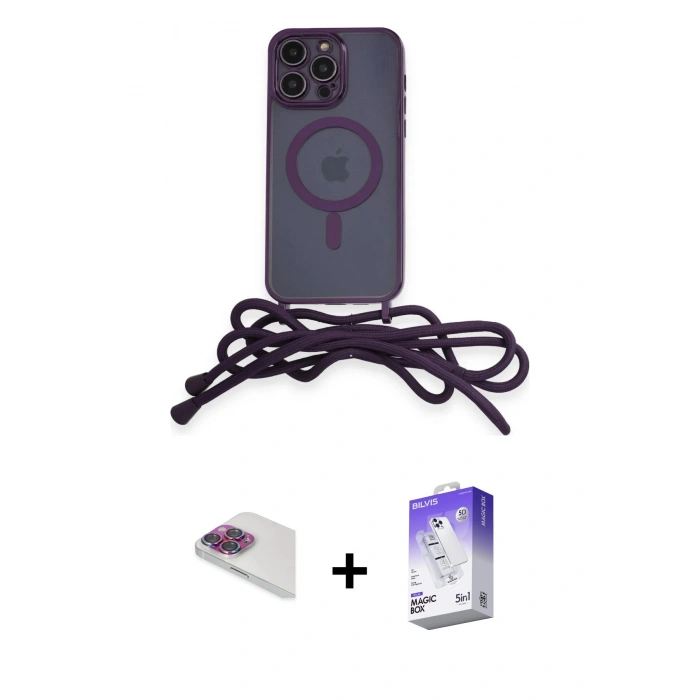 MARSİLYAN™- iPhone 13 Pro Max Kılıf Eksen Özel Seri - Siyah Bilvis 5in1 3D Magic Cam Ekran Koruyucu + Pers Alüminyum Kamera Lens - GI
