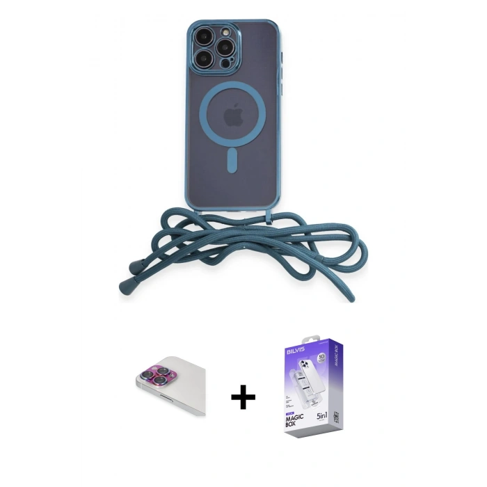 MARSİLYAN™- iPhone 13 Pro Max Kılıf Eksen Özel Seri - Siyah Bilvis 5in1 3D Magic Cam Ekran Koruyucu + Pers Alüminyum Kamera Lens - GI