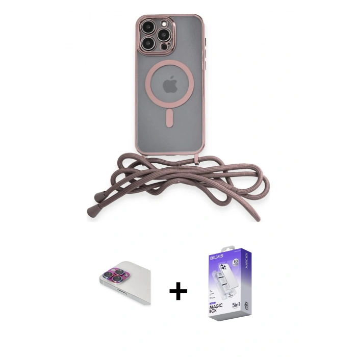 MARSİLYAN™- iPhone 13 Pro Max Kılıf Eksen Özel Seri - Siyah Bilvis 5in1 3D Magic Cam Ekran Koruyucu + Pers Alüminyum Kamera Lens - GI