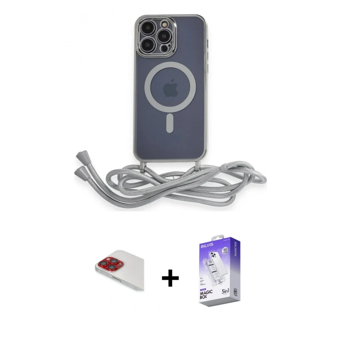 MARSİLYAN™- iPhone 13 Pro Max Kılıf Eksen Özel Seri - Siyah Bilvis 5in1 3D Magic Cam Ekran Koruyucu + Pers Alüminyum Kamera Lens - KI