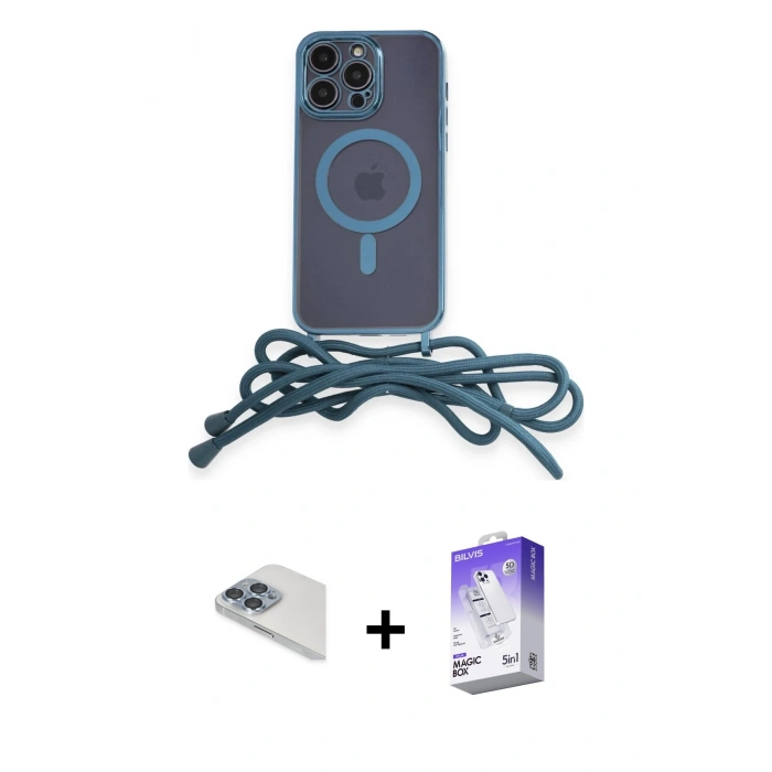 MARSİLYAN™- iPhone 13 Pro Max Kılıf Eksen Özel Seri - Siyah Bilvis 5in1 3D Magic Cam Ekran Koruyucu + Pers Alüminyum Kamera Lens - SABE