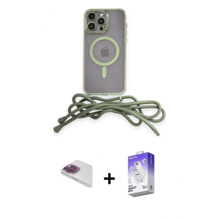 MARSİLYAN™- iPhone 13 Pro Max Kılıf Eksen Özel Seri - Siyah Bilvis 5in1 3D Magic Cam Ekran Koruyucu + Pers Alüminyum Kamera Lens - GI