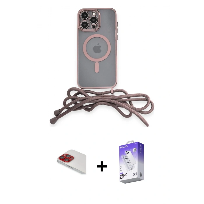 MARSİLYAN™- iPhone 13 Pro Max Kılıf Eksen Özel Seri - Siyah Bilvis 5in1 3D Magic Cam Ekran Koruyucu + Pers Alüminyum Kamera Lens - KI