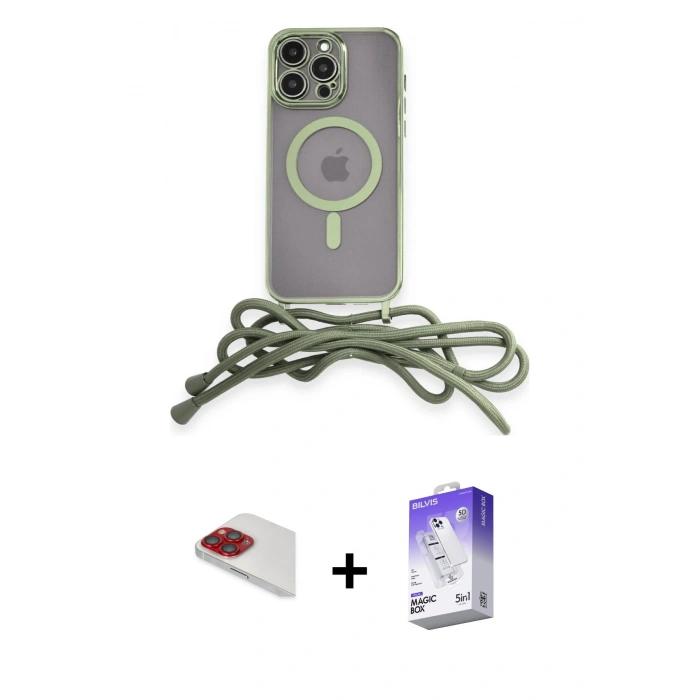 MARSİLYAN™- iPhone 13 Pro Max Kılıf Eksen Özel Seri - Siyah Bilvis 5in1 3D Magic Cam Ekran Koruyucu + Pers Alüminyum Kamera Lens - KI