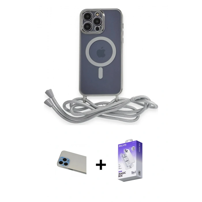 MARSİLYAN™- iPhone 13 Pro Max Kılıf Eksen Özel Seri - Siyah Bilvis 5in1 3D Magic Cam Ekran Koruyucu + Rainbow Kamera Lens Koruma Cam - MI