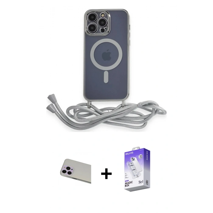 MARSİLYAN™- iPhone 13 Pro Max Kılıf Eksen Özel Seri - Siyah Bilvis 5in1 3D Magic Cam Ekran Koruyucu + Rainbow Kamera Lens Koruma Cam - MR