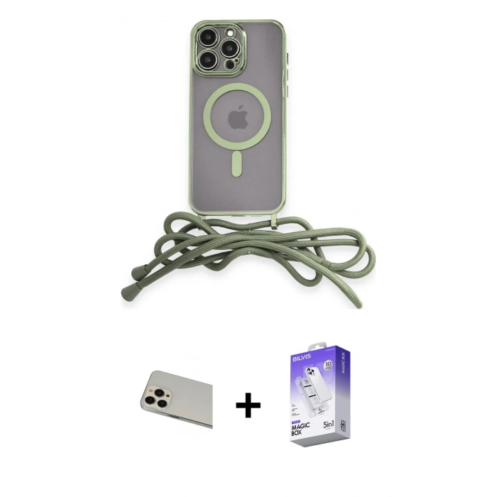 MARSİLYAN™- iPhone 13 Pro Max Kılıf Eksen Özel Seri - Siyah Bilvis 5in1 3D Magic Cam Ekran Koruyucu + Rainbow Kamera Lens Koruma Cam - REGD