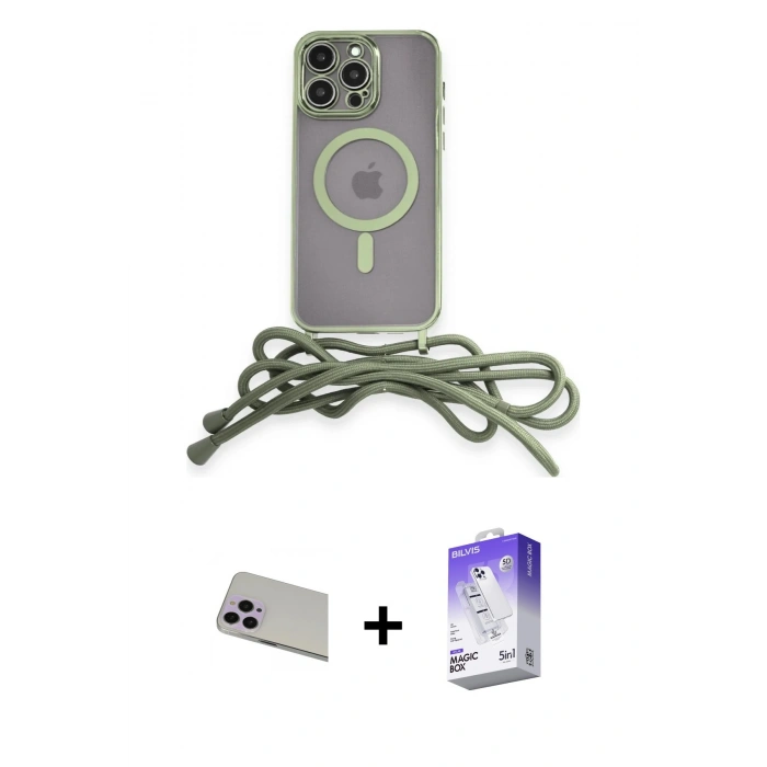MARSİLYAN™- iPhone 13 Pro Max Kılıf Eksen Özel Seri - Siyah Bilvis 5in1 3D Magic Cam Ekran Koruyucu + Rainbow Kamera Lens Koruma Cam - MR